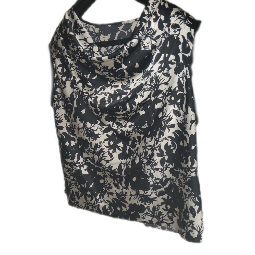 Black and white floral blouse